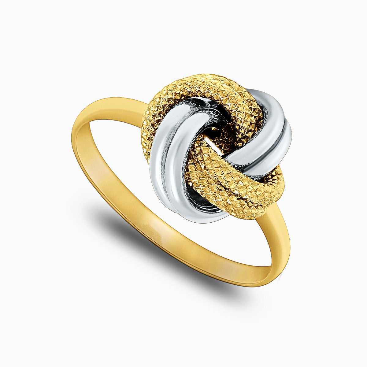 Two-Tone Textured Knot 18K Gold Ring