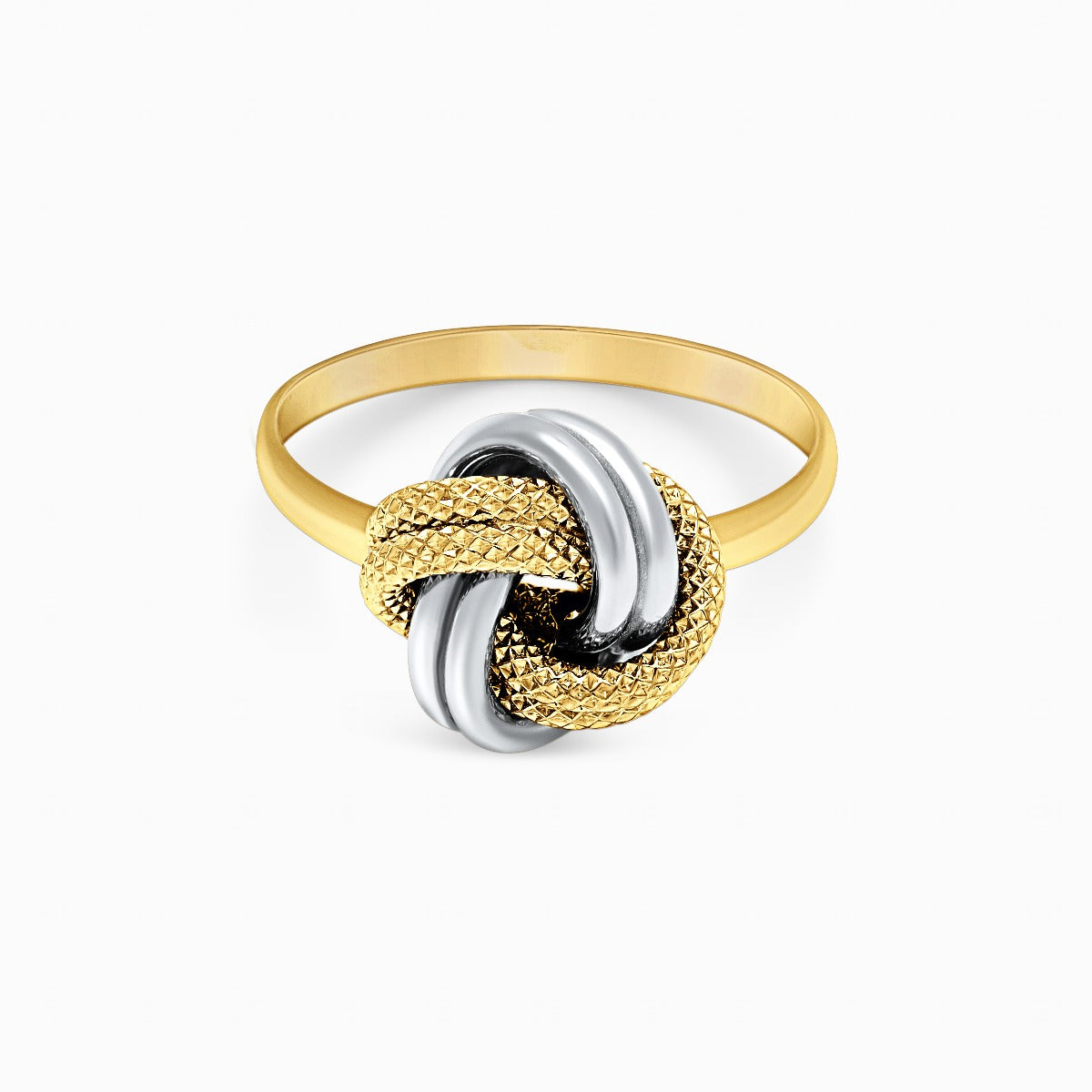 Two-Tone Textured Knot 18K Gold Ring