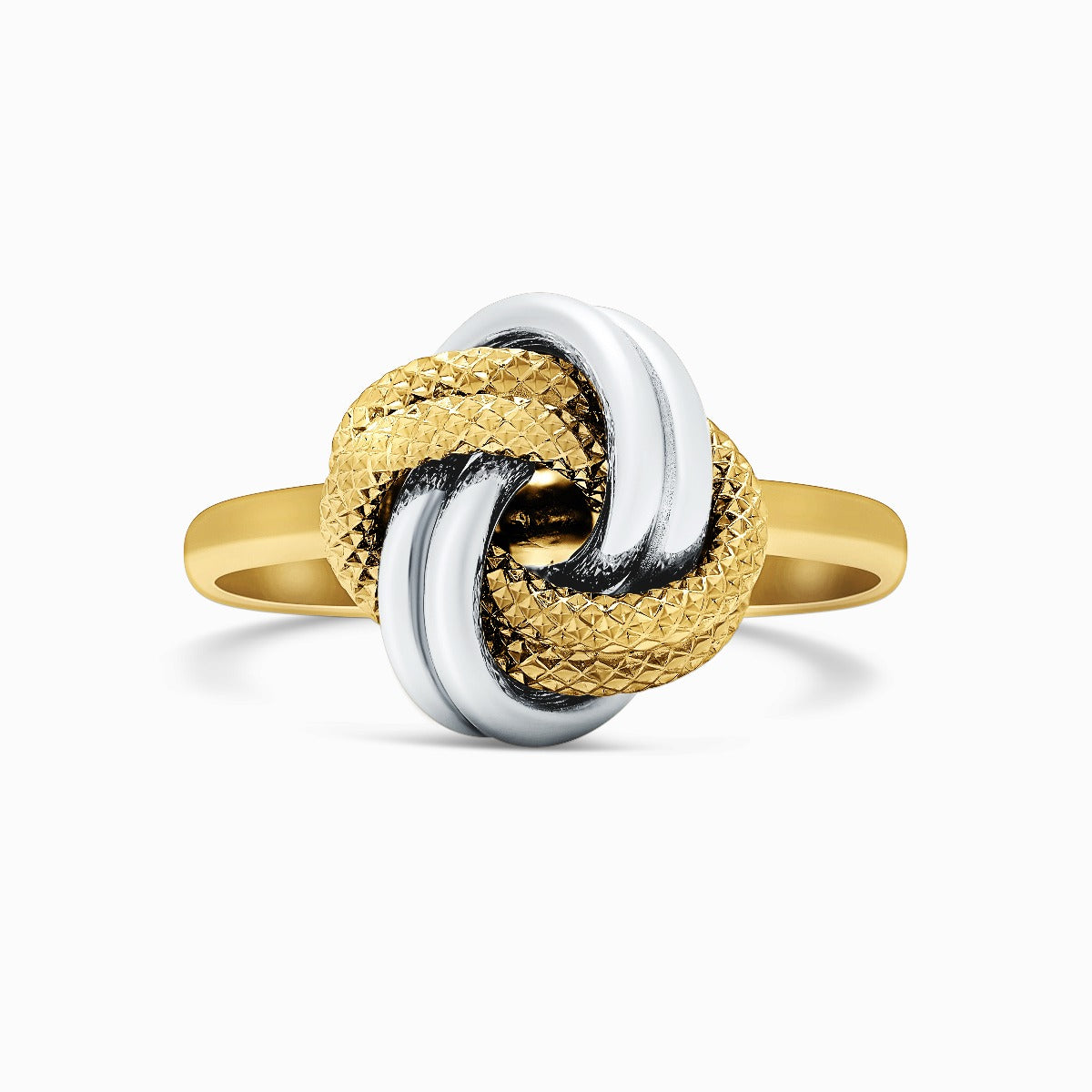 Two-Tone Textured Knot 18K Gold Ring