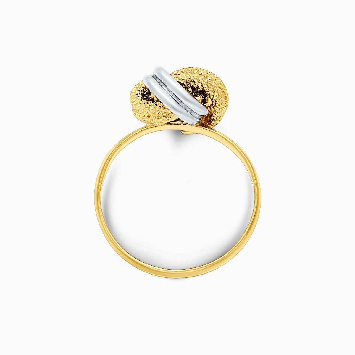 Two-Tone Textured Knot 18K Gold Ring