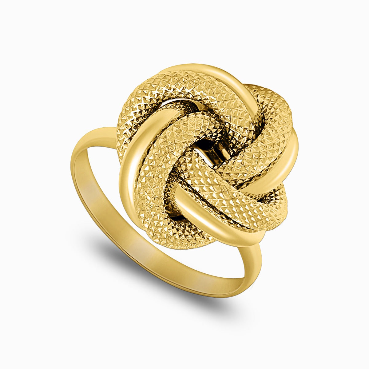 Textured Knot 18K Yellow Gold Ring - Regular
