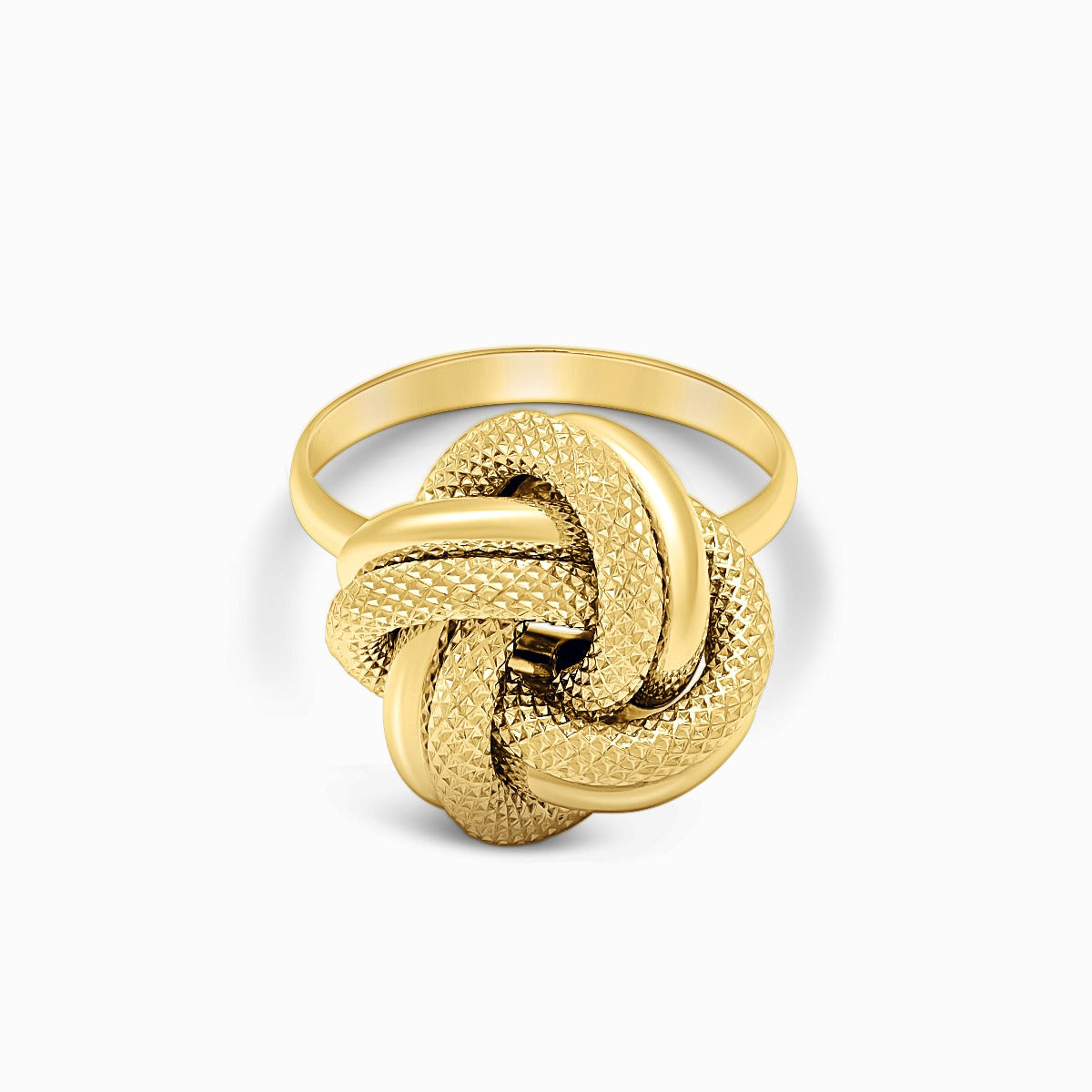Textured Knot 18K Yellow Gold Ring - Regular