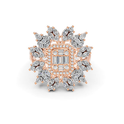 Red Carpet Rose Gold Diamond Sunburst Ring - Regular