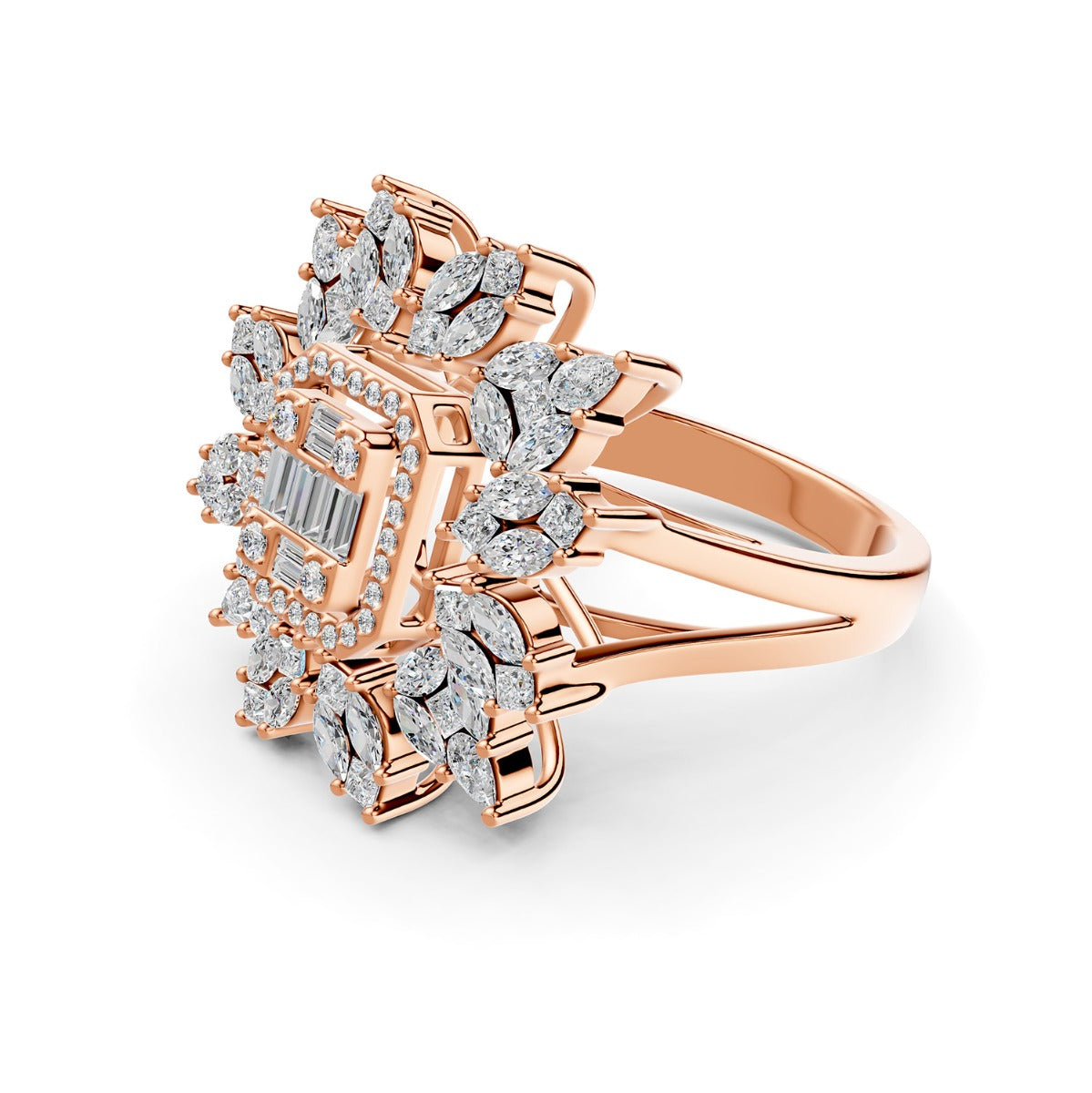 Red Carpet Rose Gold Diamond Sunburst Ring - Regular