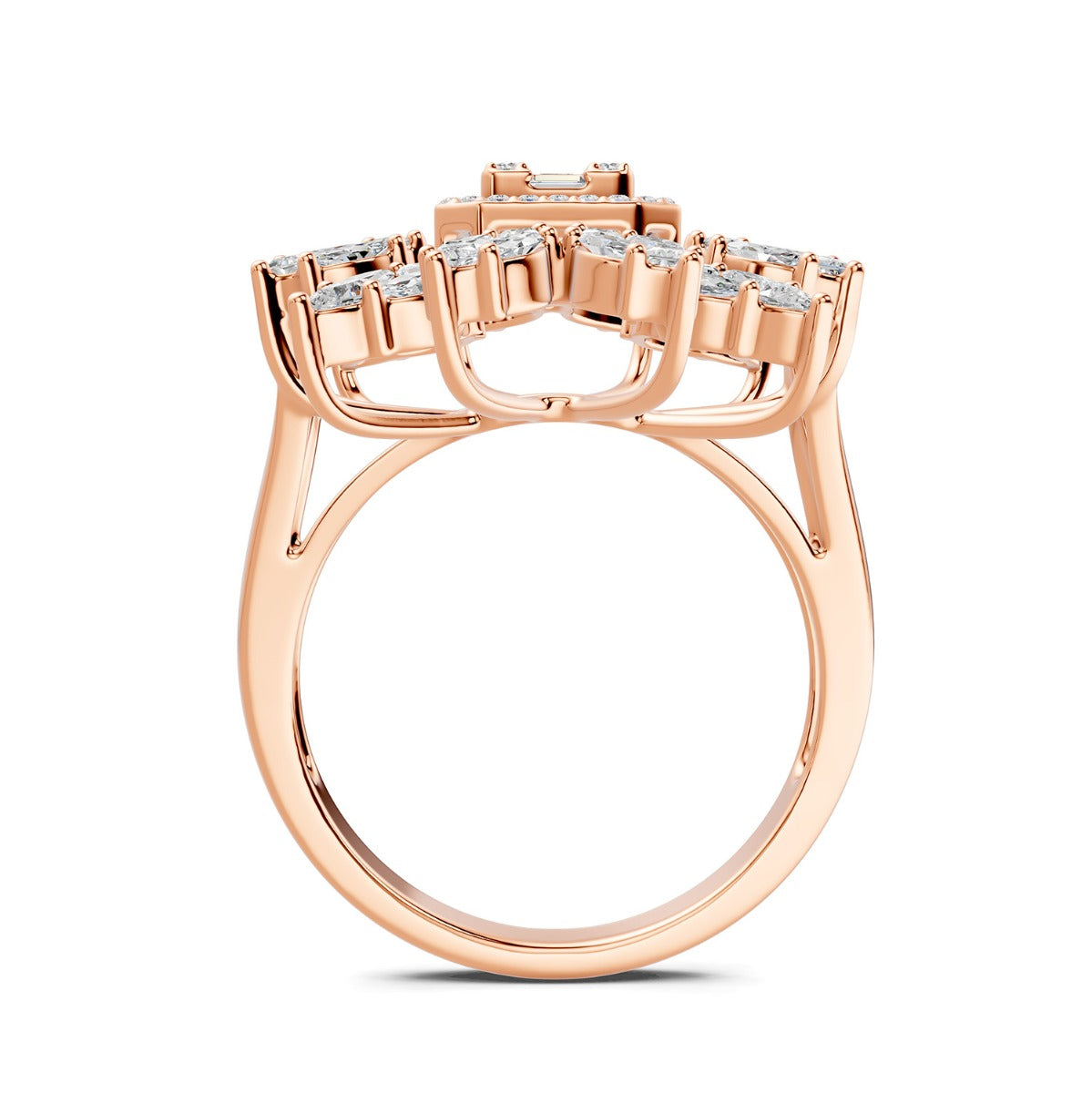 Red Carpet Rose Gold Diamond Sunburst Ring - Regular
