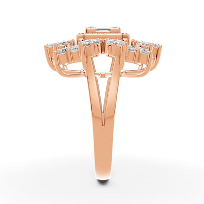Red Carpet Rose Gold Diamond Sunburst Ring - Regular