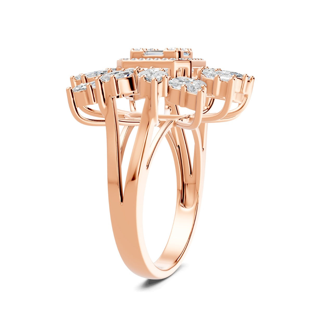 Red Carpet Rose Gold Diamond Sunburst Ring - Regular