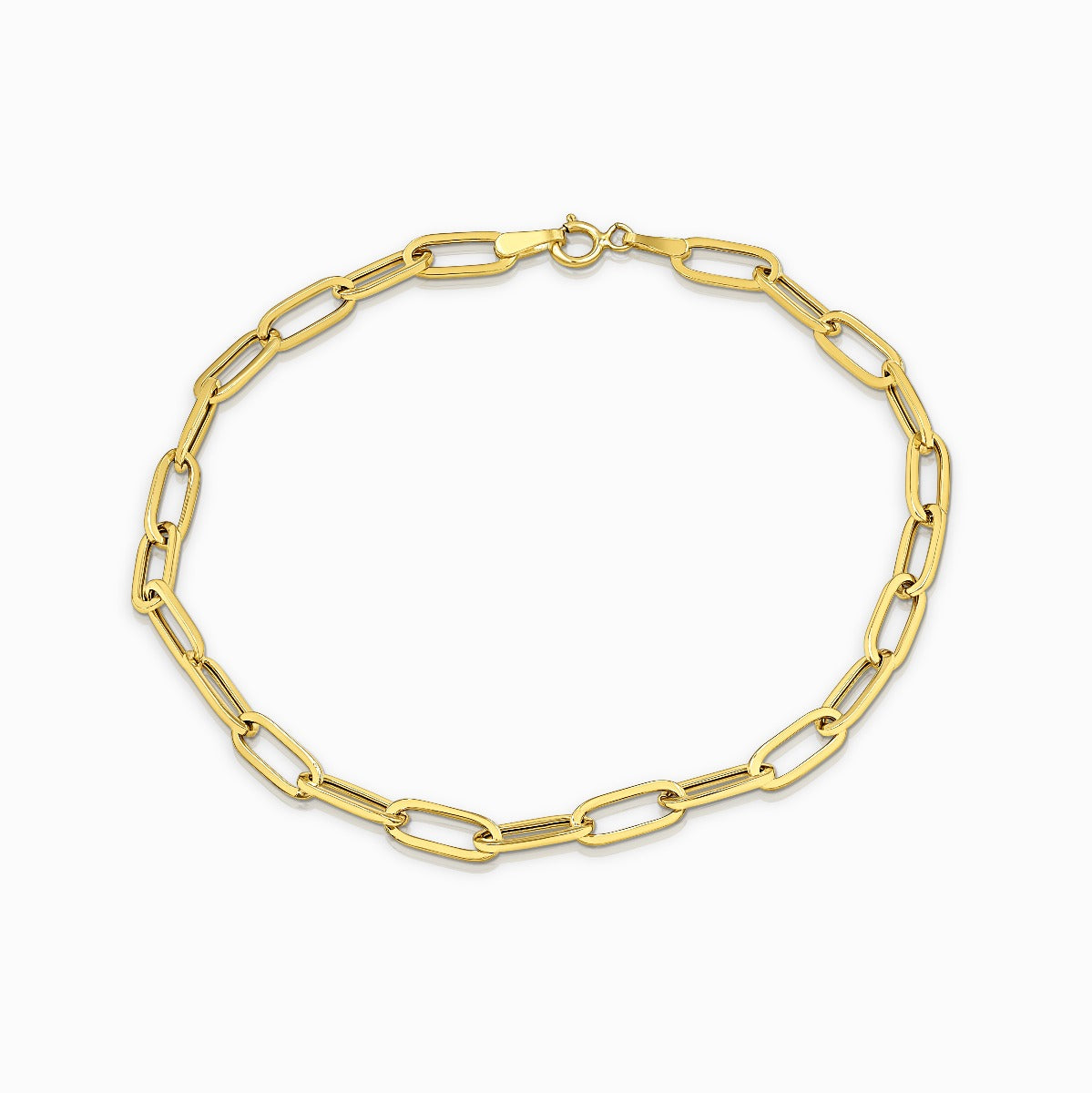 Paperclip Oval Link 18K Yellow Gold Bracelet