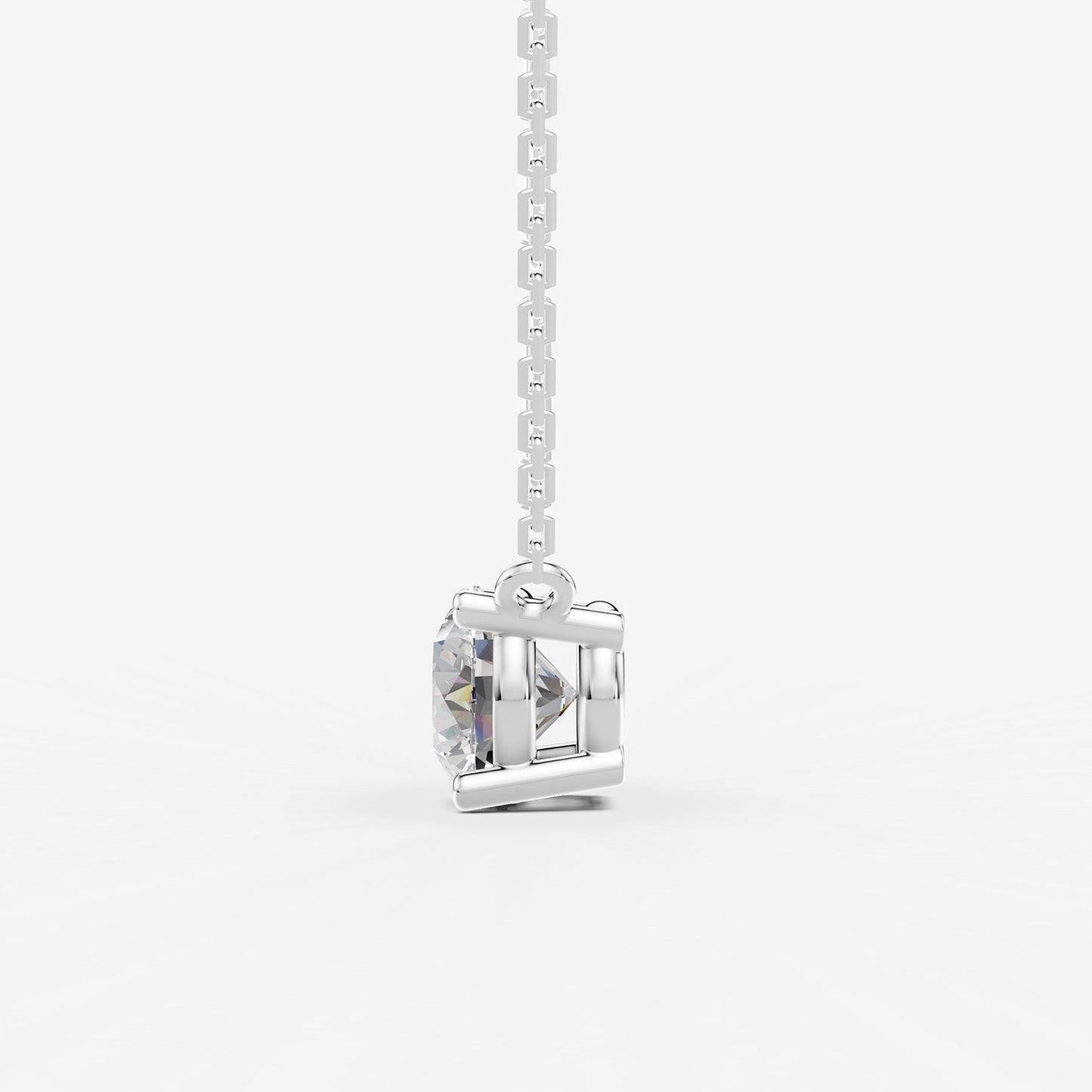 Classic Round Solitaire Pendant in 18K White Gold