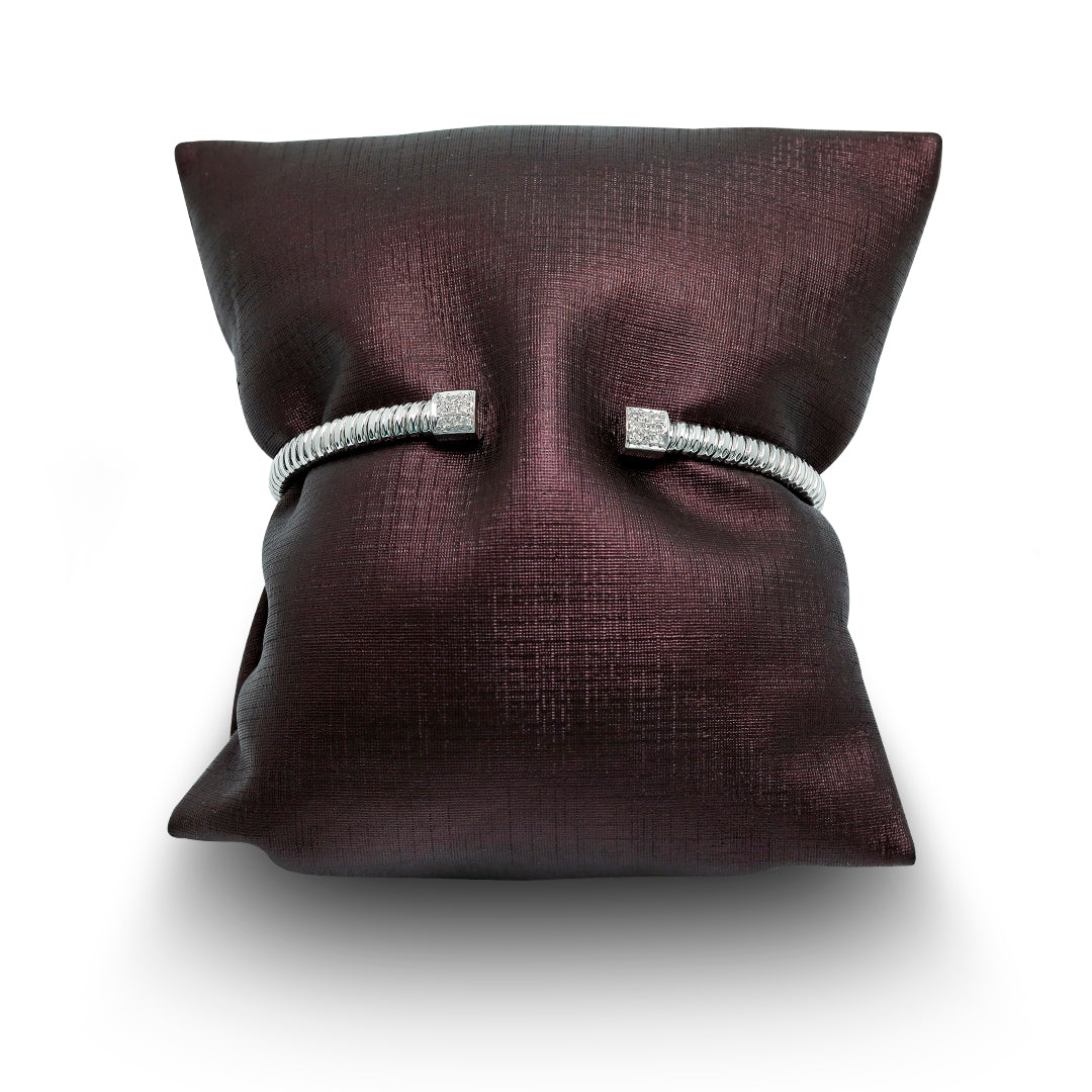 Tessitore Diamond-Studded Bangle in 18K White Gold