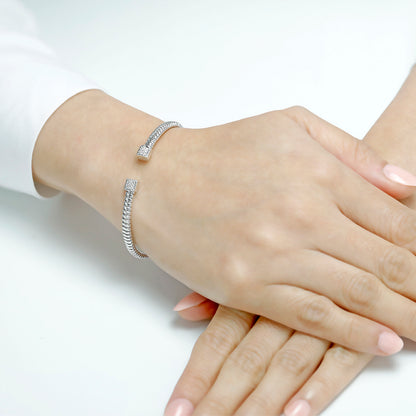 Tessitore Diamond-Studded Bangle in 18K White Gold