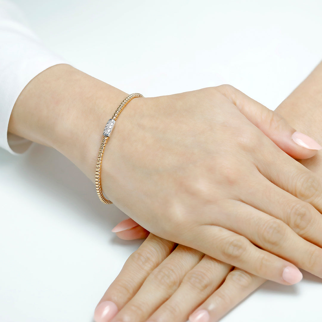 18K bangle studded with diamonds in rose gold - Tessitore 07