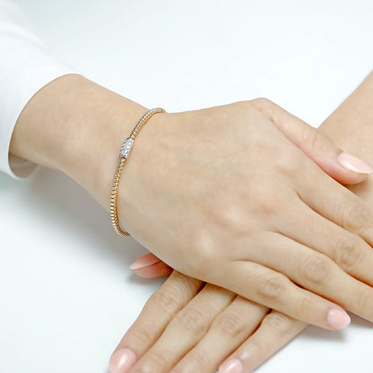18K bangle studded with diamonds in rose gold - Tessitore 07