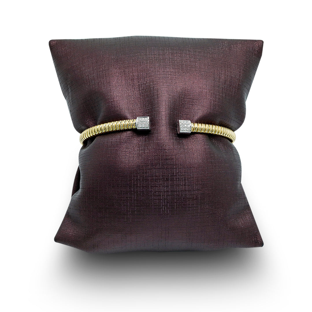 Tessitore Diamond-Studded Bangle in 18K Yellow Gold