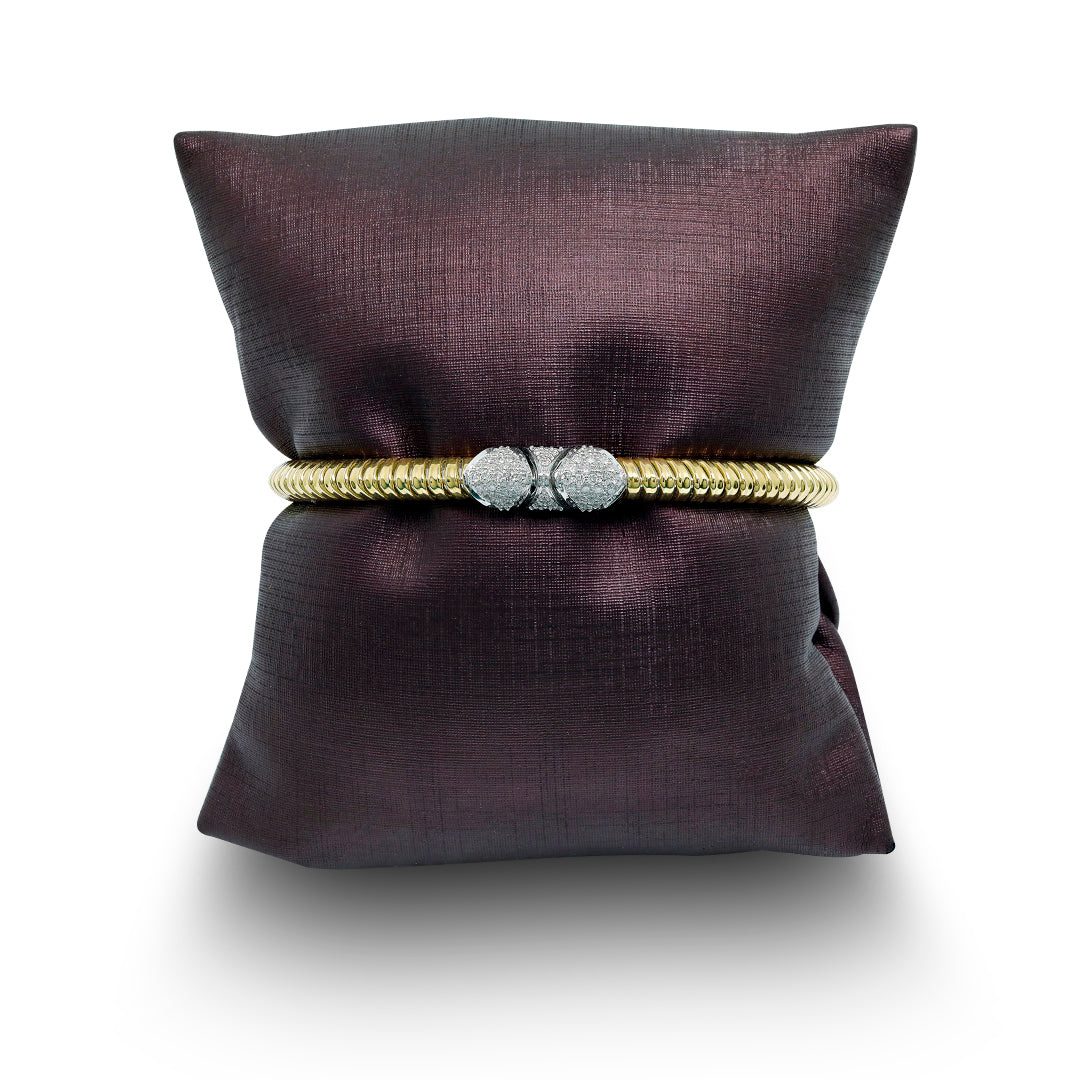 Tessitore Diamond-Studded Kada Bangle in 18K Yellow Gold