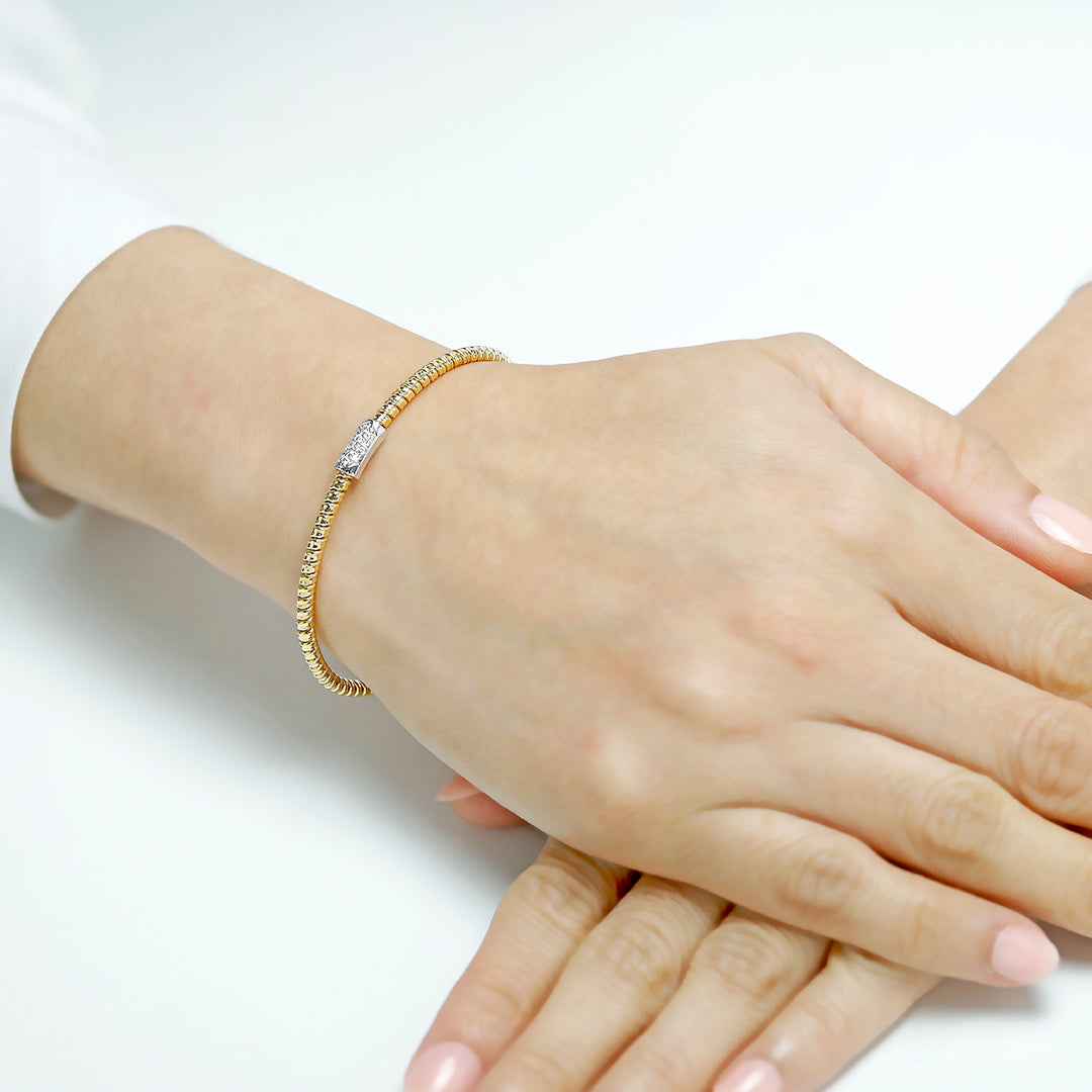 18K bangle studded with diamonds in yellow gold - Tessitore 07