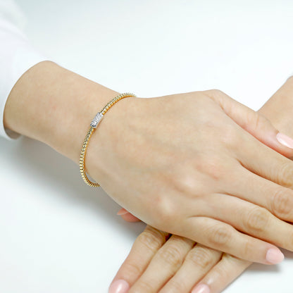 18K bangle studded with diamonds in yellow gold - Tessitore 07
