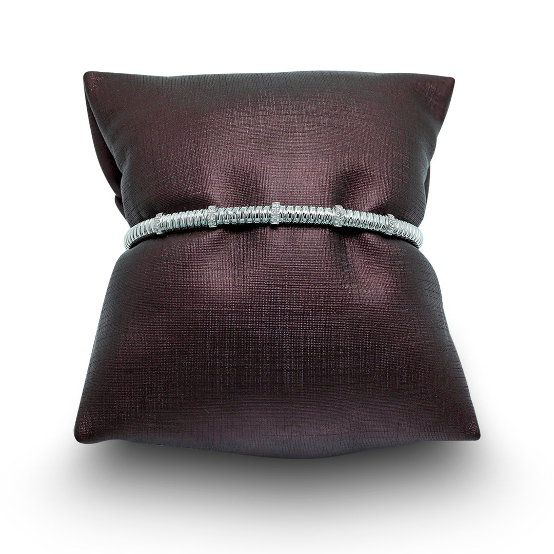 Tessitore Diamond-Studded Bangle in 18K White Gold