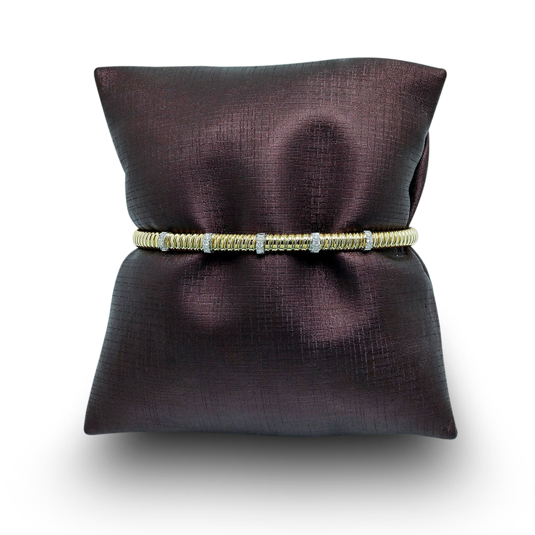 Tessitore Diamond-Studded Bangle in 18K Yellow Gold