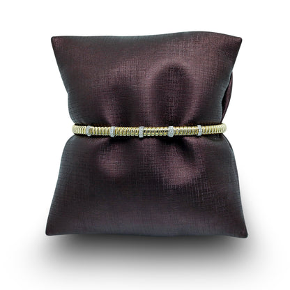 Tessitore Diamond-Studded Bangle in 18K Yellow Gold