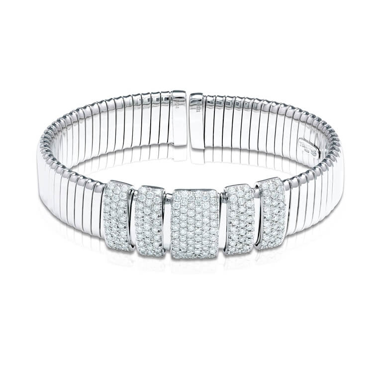 Tessitore Fancy Bangle in 18K White Gold â€“ Large