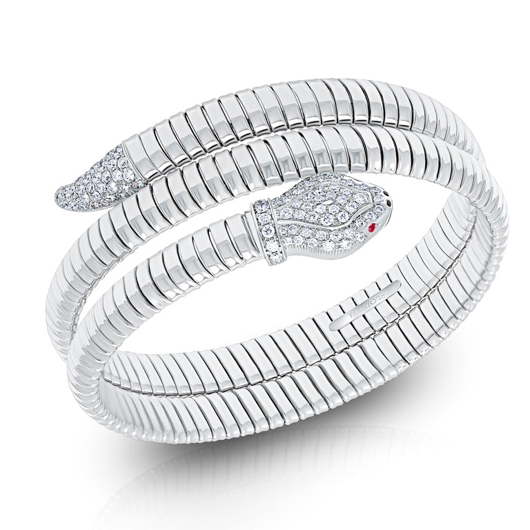 Golden Serpent: Tessitore 18k White Gold Snake Bangle