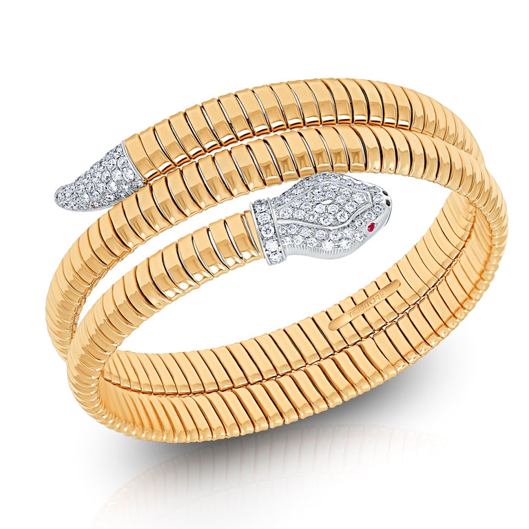 Golden Serpent: Tessitore 18k Yellow Gold Snake Bangle