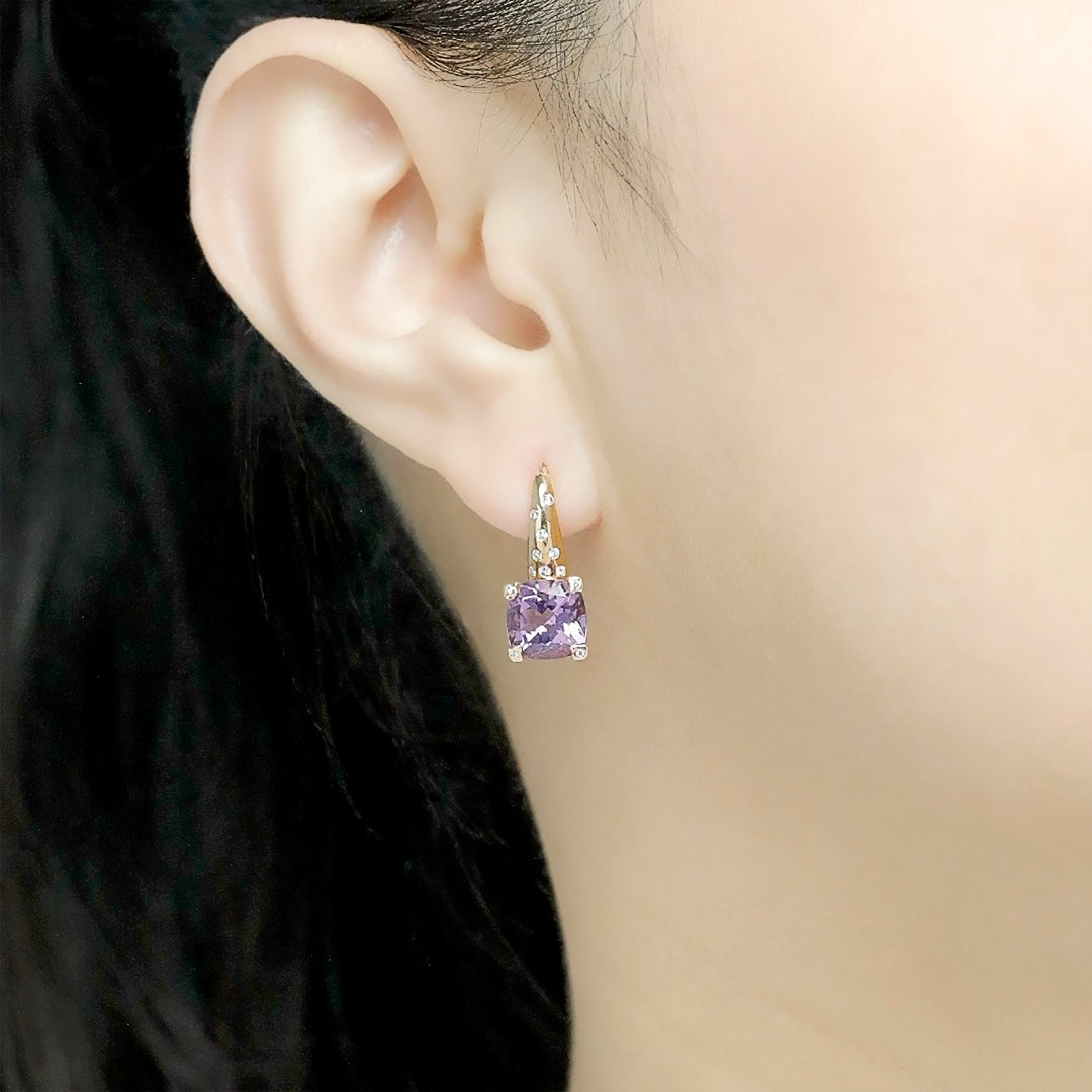 Precious Amethyst & Diamond Huggie Earrings