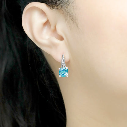 Precious Blue Topaz & Diamond Huggie Earrings