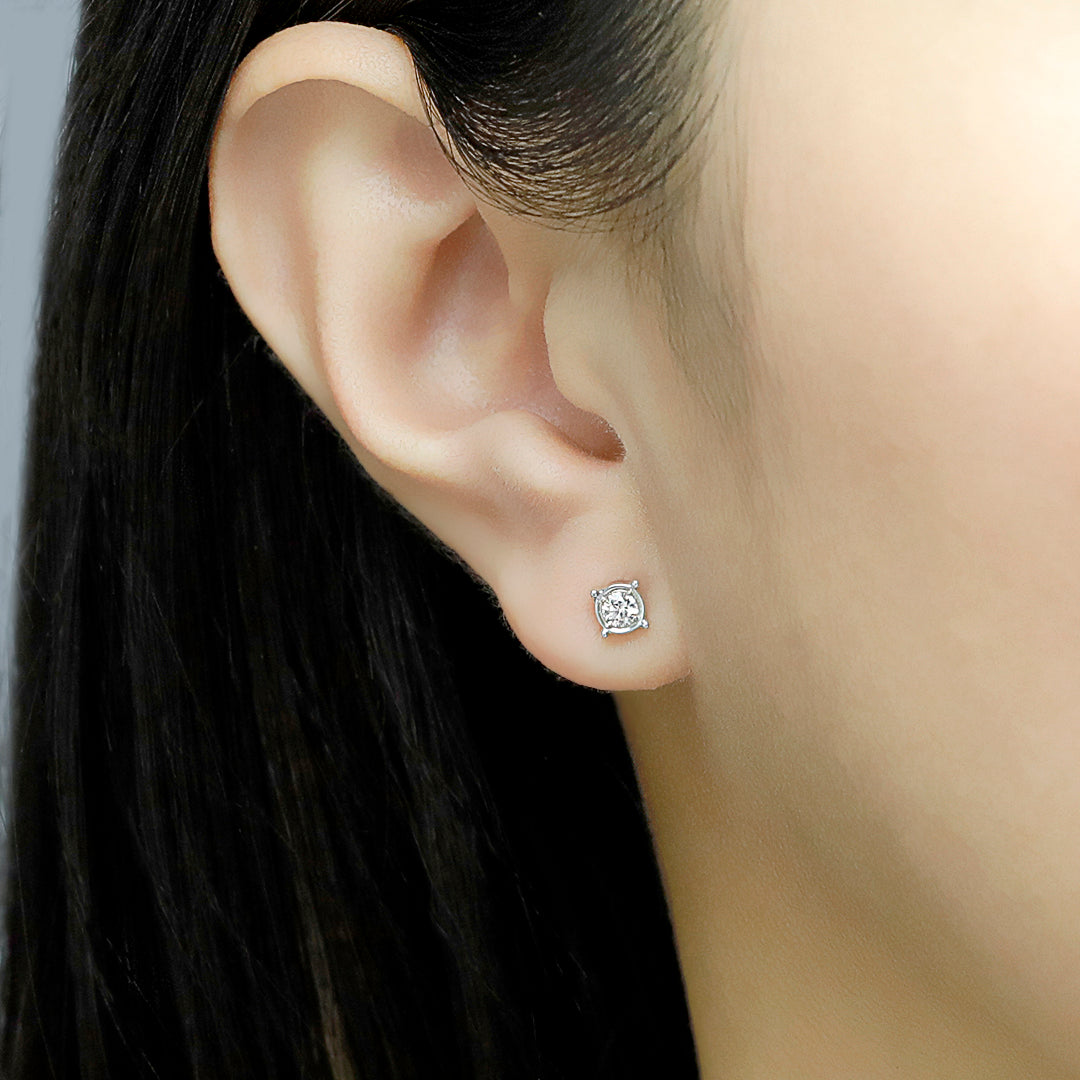 0.50 Carat Diamond Solitaire Bezel Stud Earrings