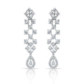 Ornate hanging Earrings in 18K White Gold and Diamonds