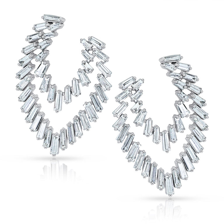 Red Carpet Fancy Drop Shape Baguette Diamond Earrings