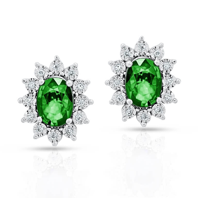 Precious Emerald Earrings in 18K Gold and Diamonds