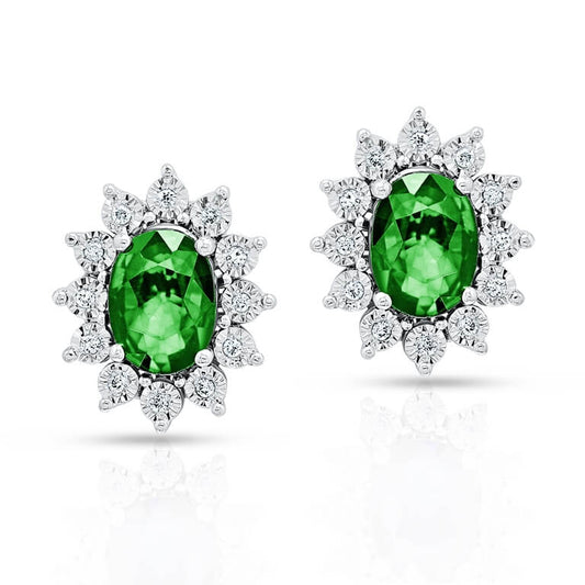 Precious Emerald Earrings in 18K Gold and Diamonds