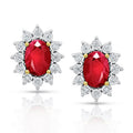 Precious Ruby & Diamond Blossom Earrings