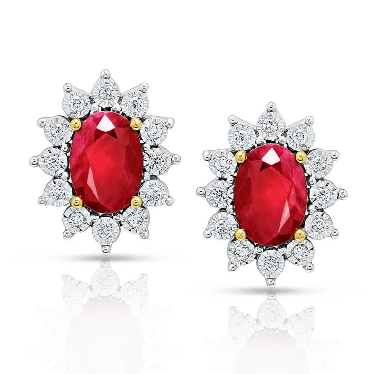 Precious Ruby & Diamond Blossom Earrings