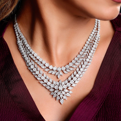 Celestial Bloom Diamond Bridal Necklace Set