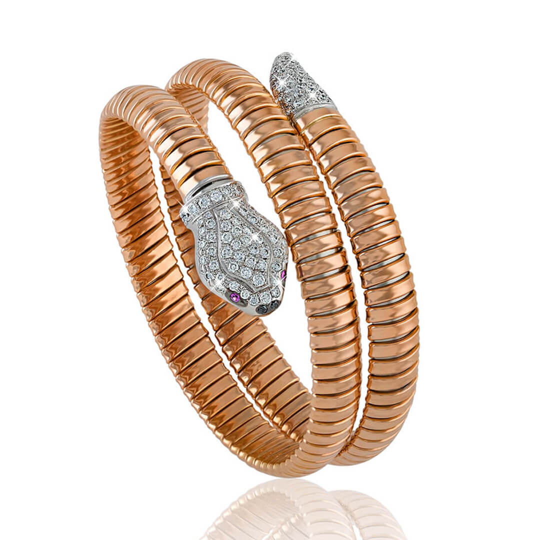 Golden Serpent: Tessitore 18k Rose Gold Snake Bangle