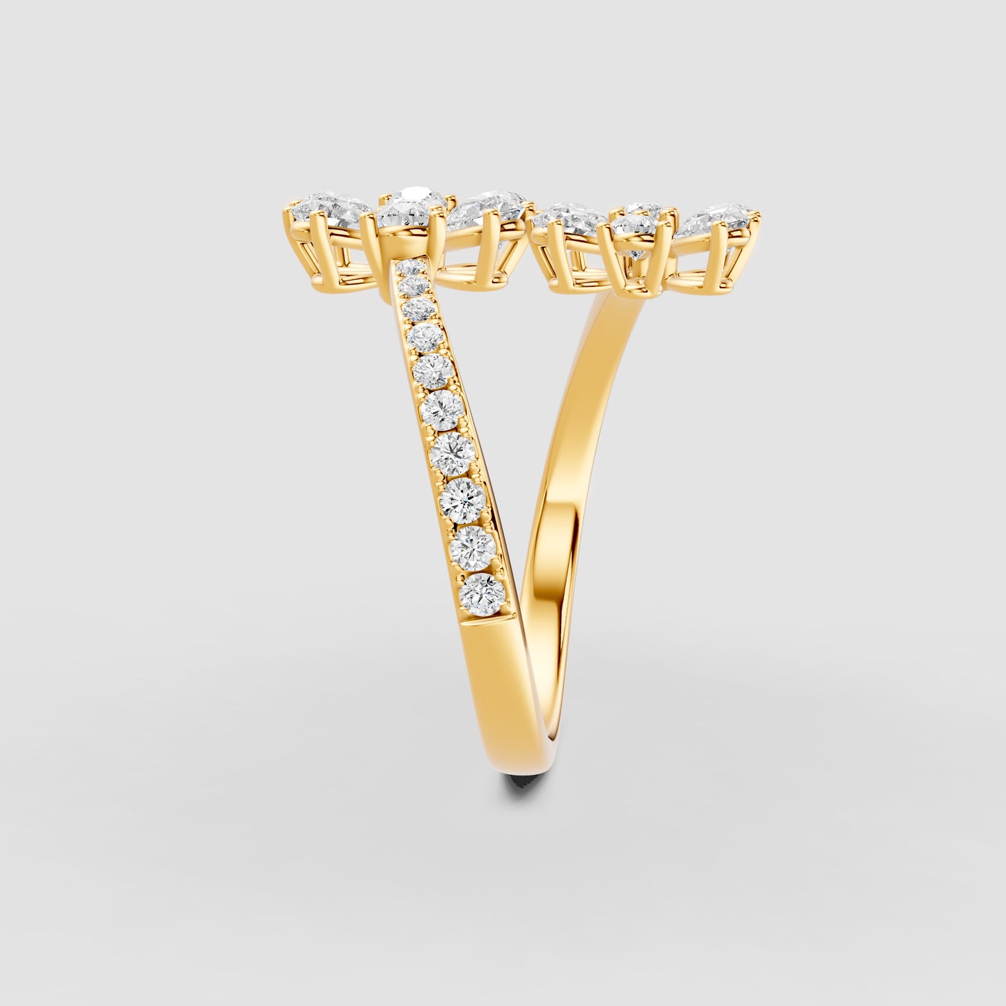 Red Carpet Blooming Petal Diamond Wrap Ring 18k Gold