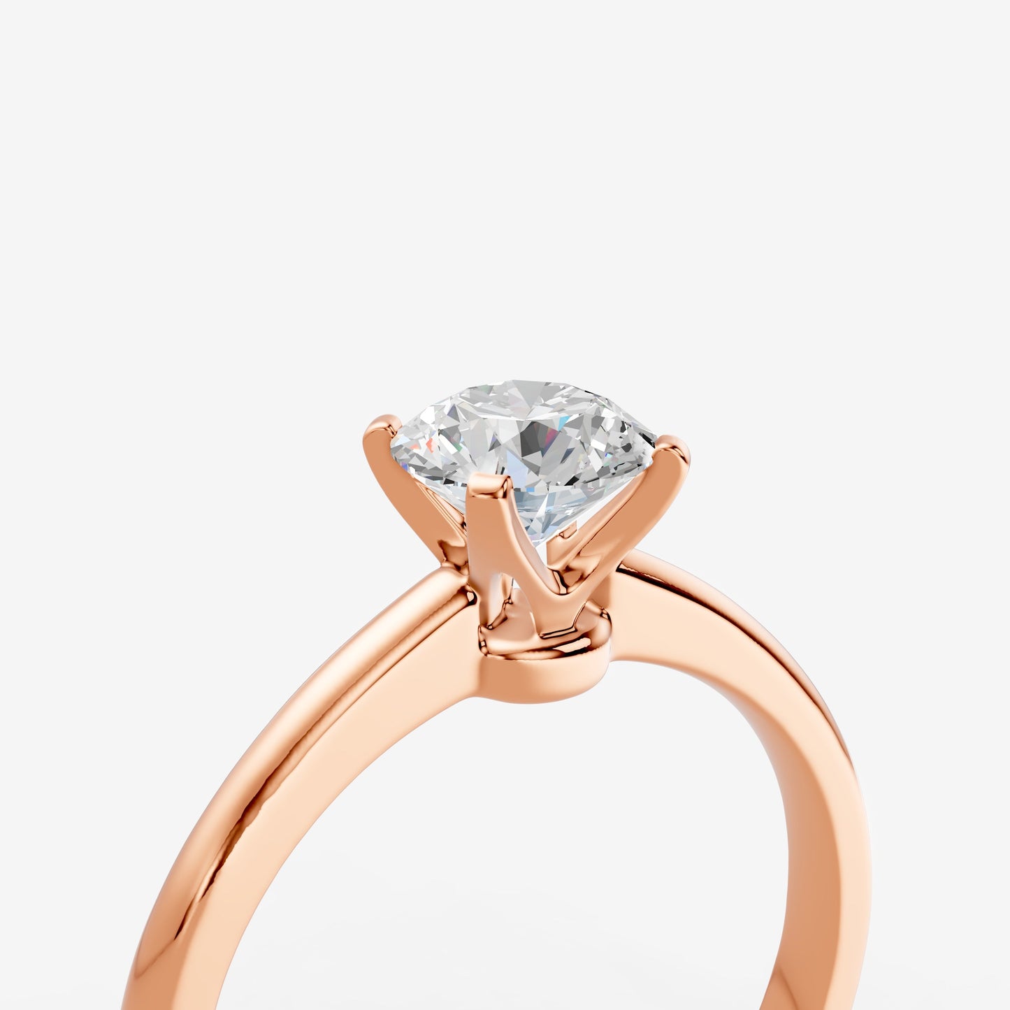 Classic Round Solitaire Ring in 18K Rose Gold