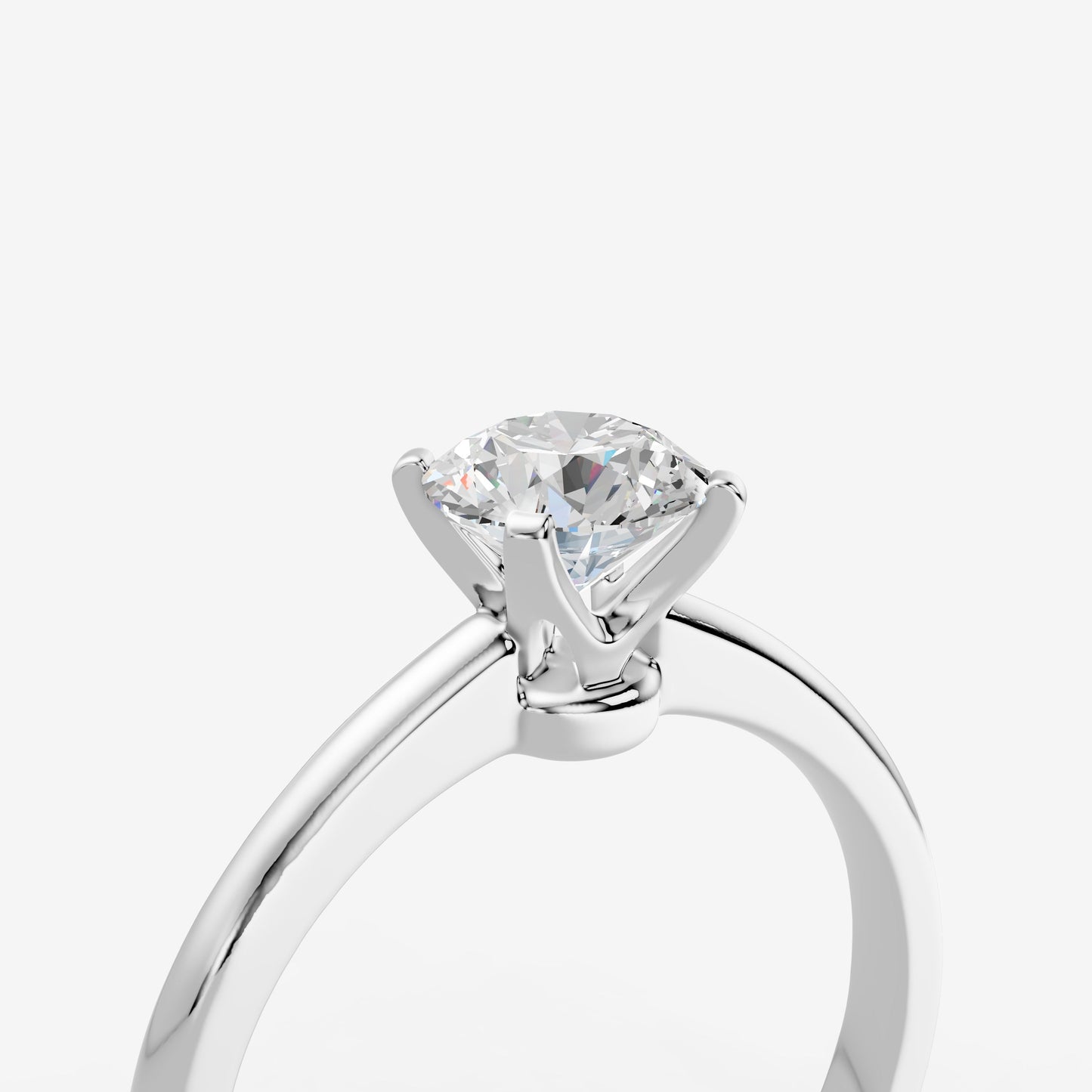 Classic Round Solitaire Ring in 18K White Gold