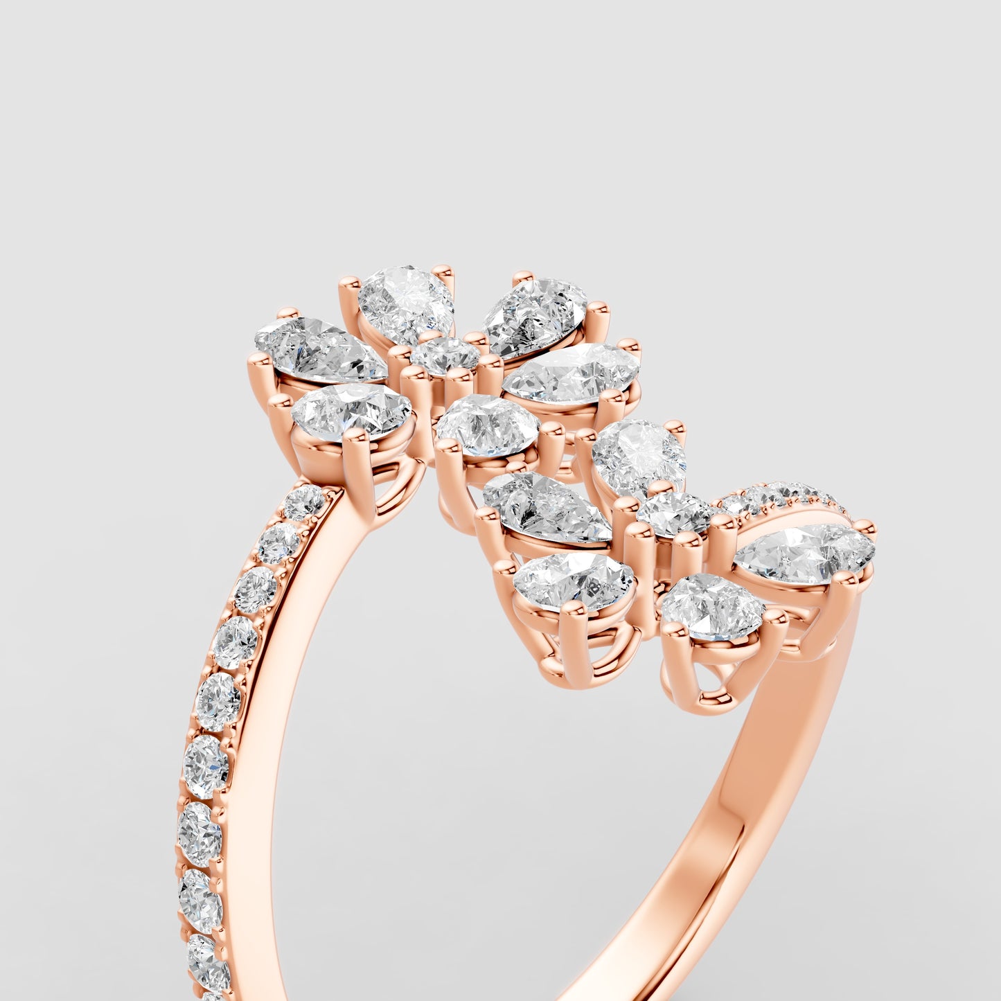Red Carpet Blooming Petal Diamond Wrap Ring 18k Gold