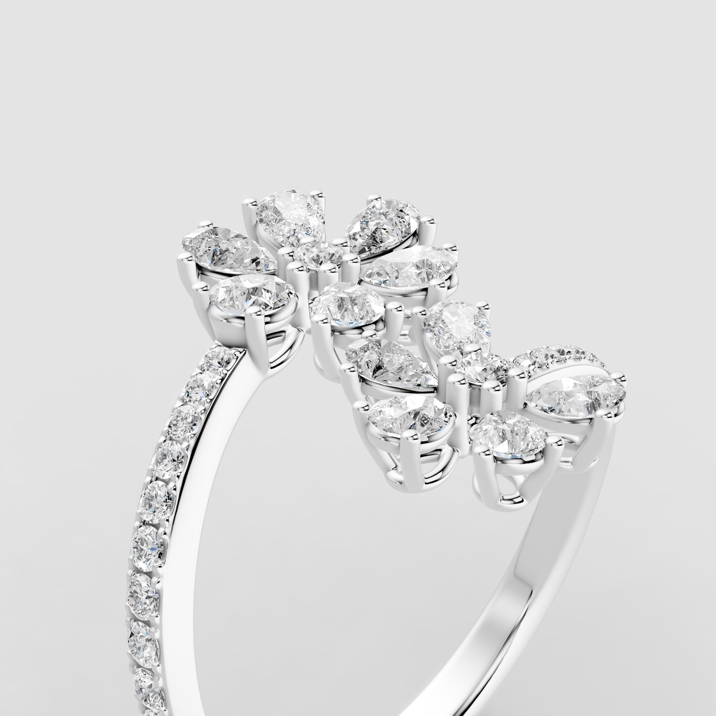 Red Carpet Blooming Petal Diamond Wrap Ring 18k Gold