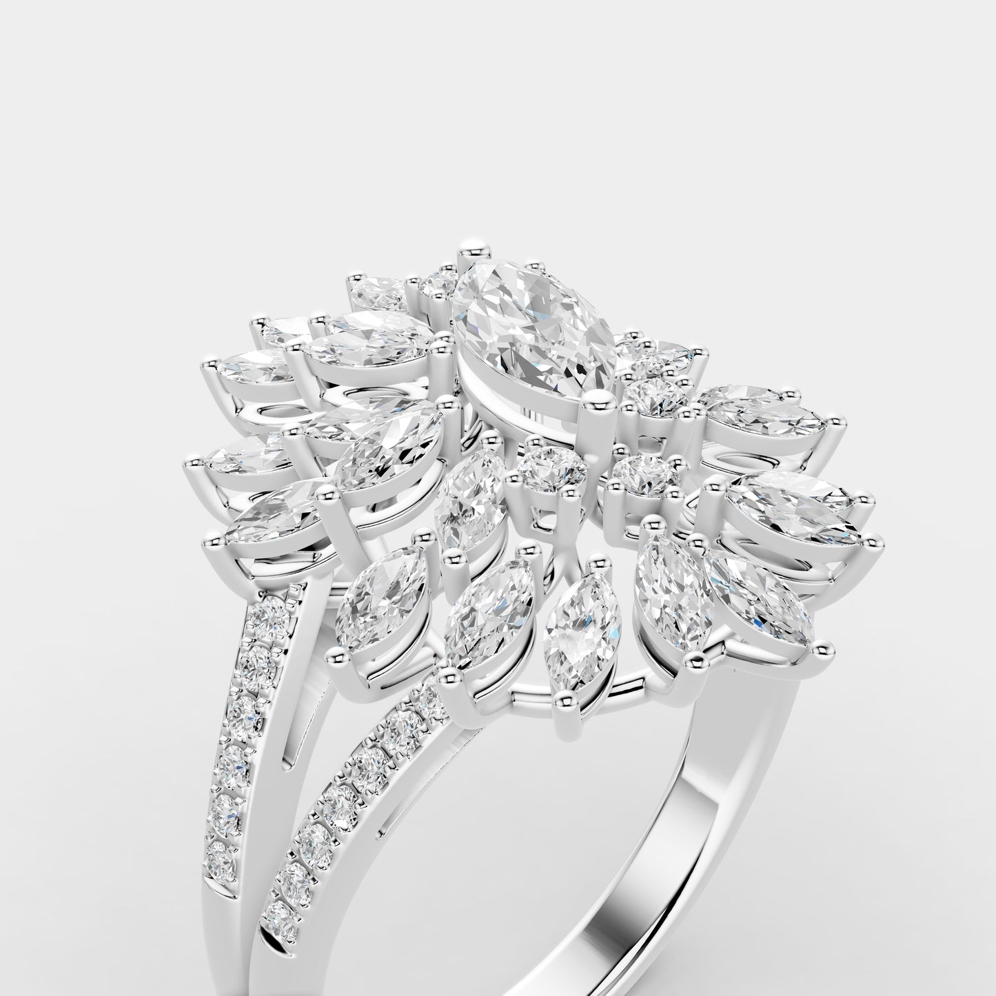 Red Carpet Radiant Marquise Bloom Diamond Ring 18K Gold