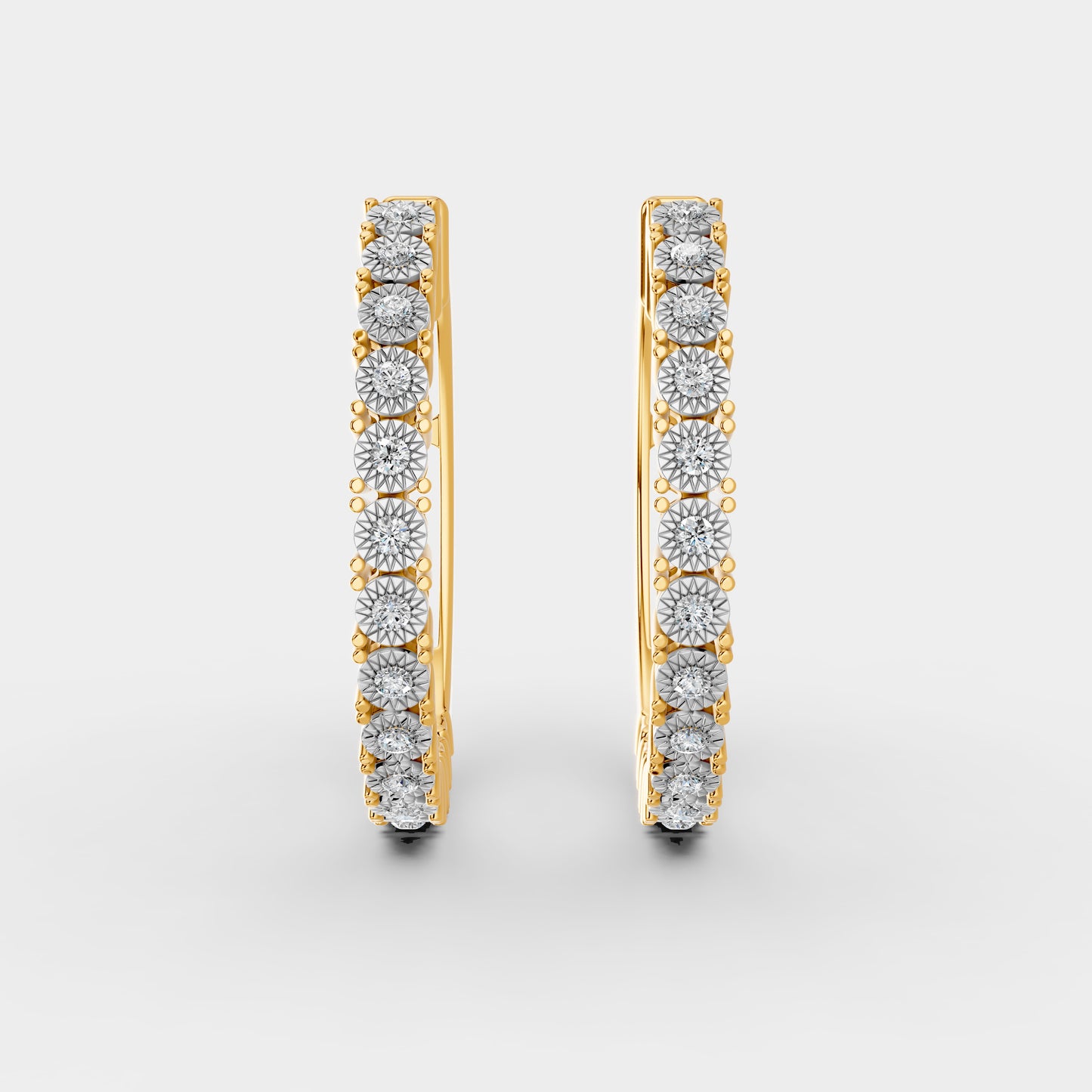 Modern Halo  Diamond Petite Earrings 18K Yellow Gold