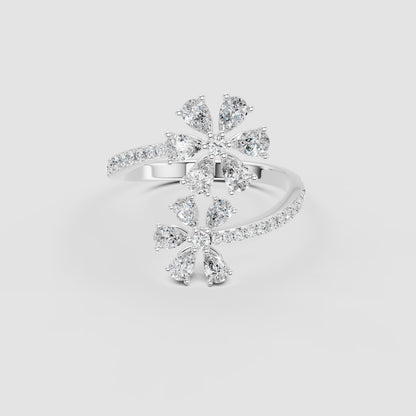 Red Carpet Blooming Petal Diamond Wrap Ring 18k Gold