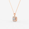 Halo Cushion Solitaire Pendant in 18K Rose Gold