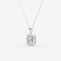 Halo Cushion Solitaire Pendant in 18K White Gold