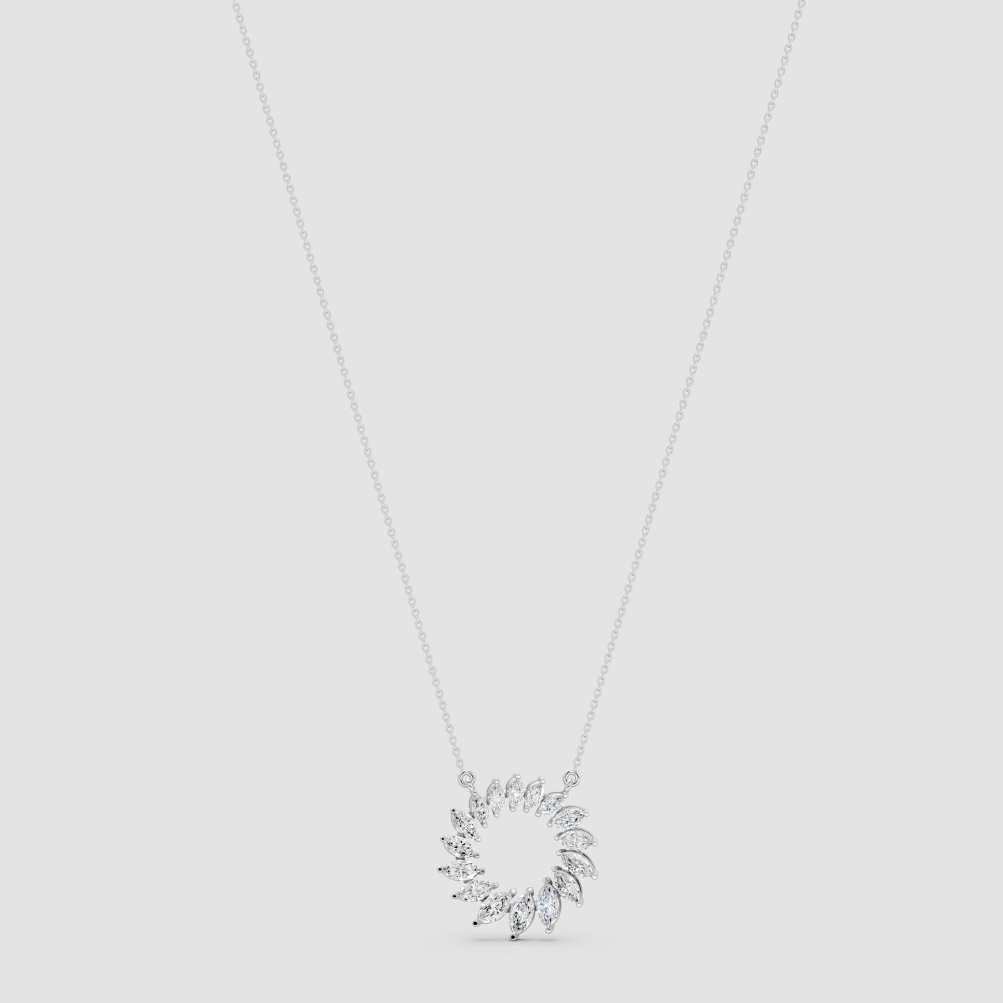 Red Carpet Radiant Marquise Halo Circle Diamond Pendant with Chain