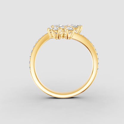 Red Carpet Blooming Petal Diamond Wrap Ring 18k Gold